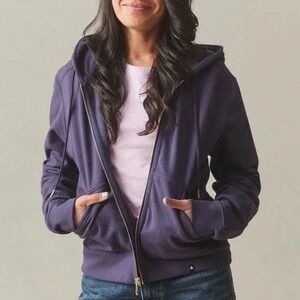 American Giant Hoodie Women Small Purple Fleece Lined Relaxed Classic Full Zip
